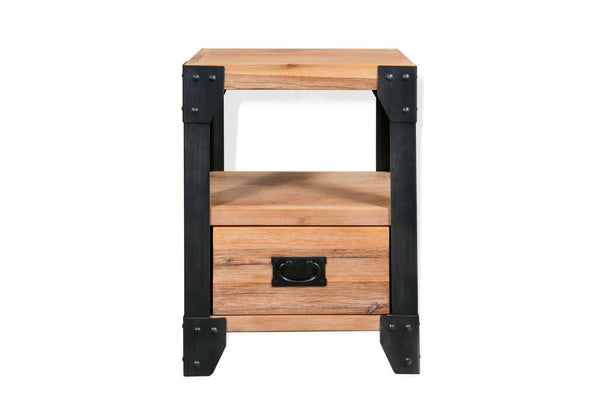 Nightstand Solid Acacia Wood Steel 40x30x54 cm vidaXL