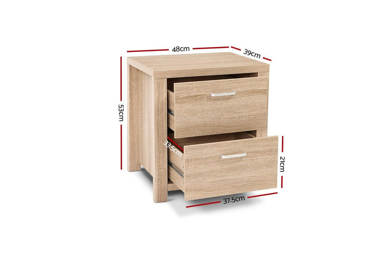 Artiss Bedside Table 2 Drawers - MAXI Pine