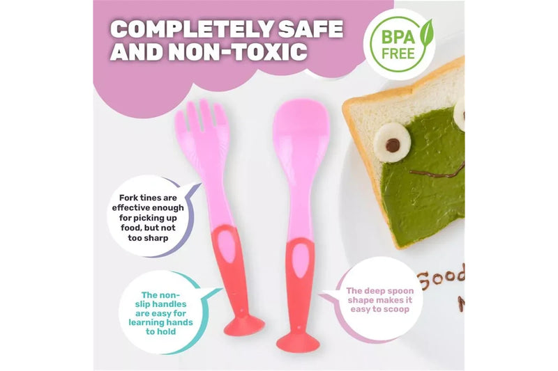 Costcom Set Baby Kid Spoon+Fork Baby Utensils Self Feed Toddler Feeding Training Cutlery