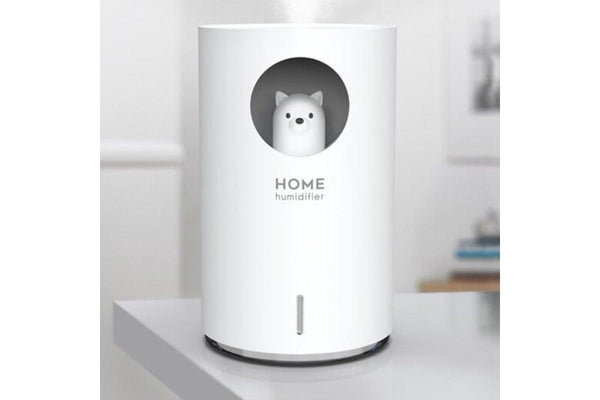 Durable Ultrasonic Electric Usb Bear Air Humidifier 900 Ml Atomizer With Light Milk White Humidifiers