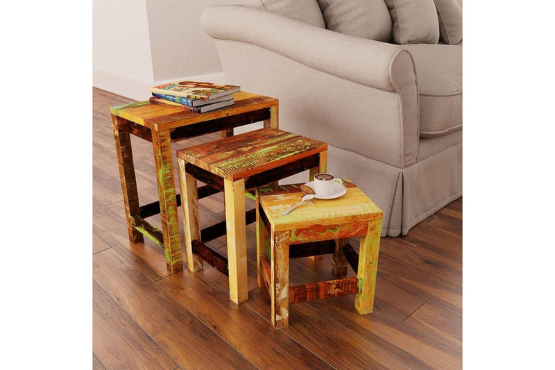 Nesting Table Set 3 Pieces Vintage Reclaimed Wood vidaXL