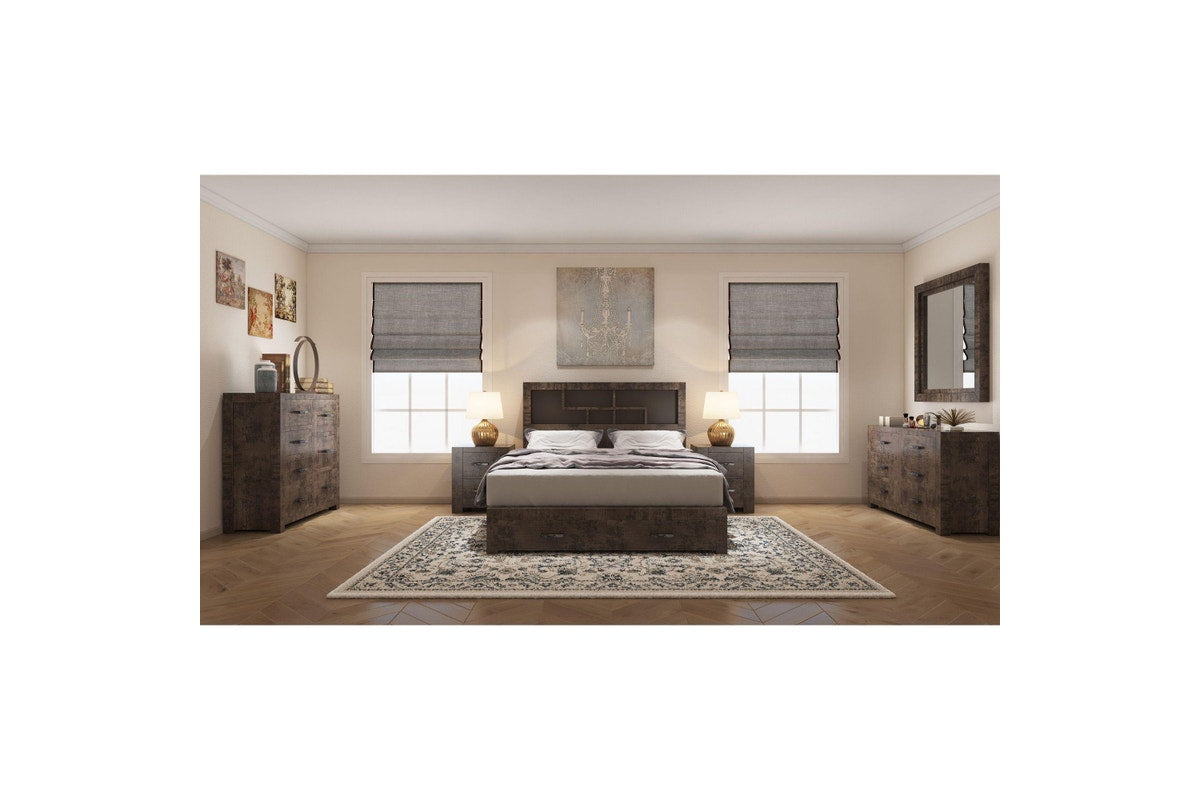 Catmint Set of 2 Bedside Dresser Mirror Bedroom Furniture Package Set Grey Stone