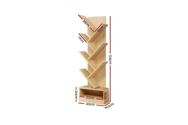 Artiss Tree Bookshelf 7 Tiers - ECHO Oak
