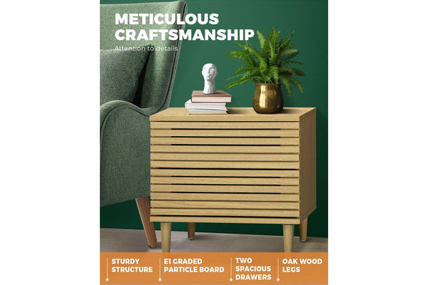 Oikiture Bed Side Table 2 Drawers