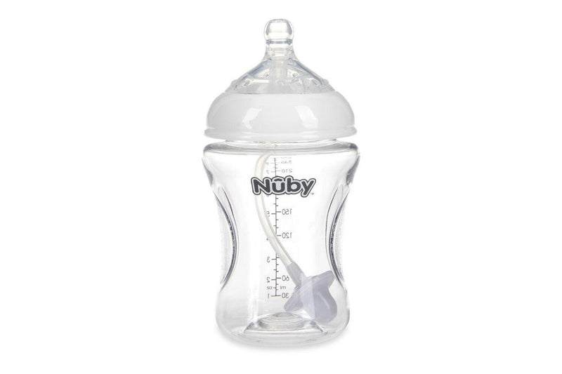 2x Nuby Tritan Baby Anti-Colic Clear Drinking Bottle w 360 Weighted Straw 270ml