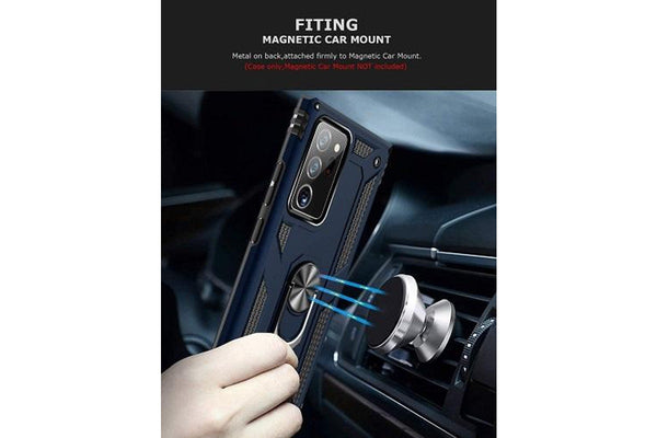 For Samsung Galaxy Note 20 Ultra /Note 20 Ultra 5G 6.9 Case, Military Grade 360 Degree Rotating Metal Magnetic Ring Car Mount Holder Kickstand Shockproof Heavy Duty Cover (Navy Blue)
