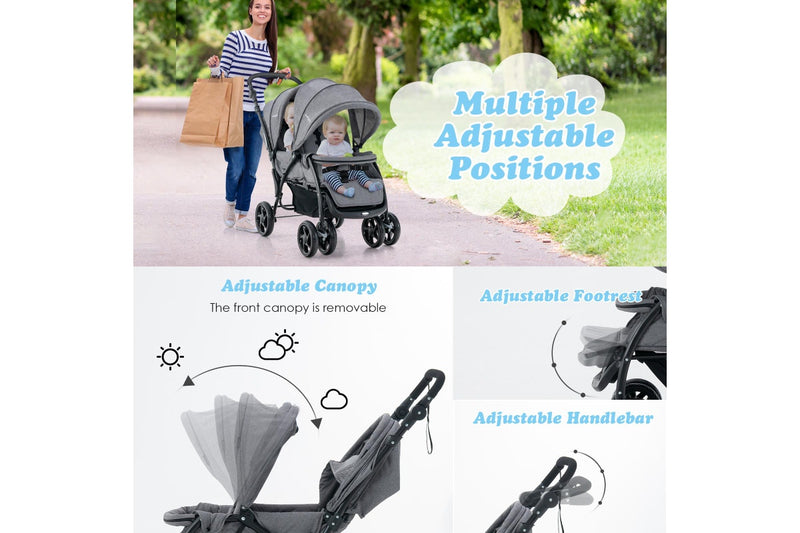 Giantex Foldable Double Seat Baby Pram Toddler Stroller Backrest Footrest Twin Infant Snap Stroller