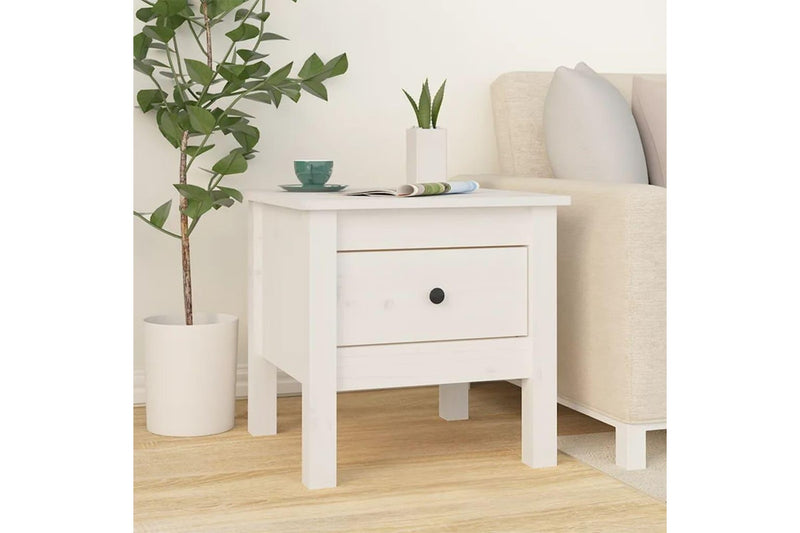 Side Table White 40x40x39 cm Solid Wood Pine vidaXL