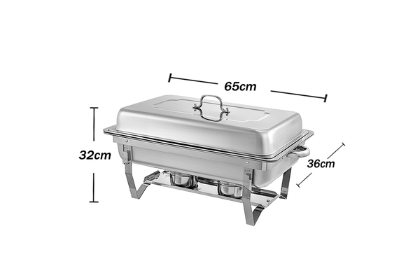 Alston 9L 4.5x2 Bain Marie Bow Food Buffet Warmer Pan Chafing Dish Stainless Steel Catering Warmer Set with Trays Lid Fuel Holder Party Banquet Dining