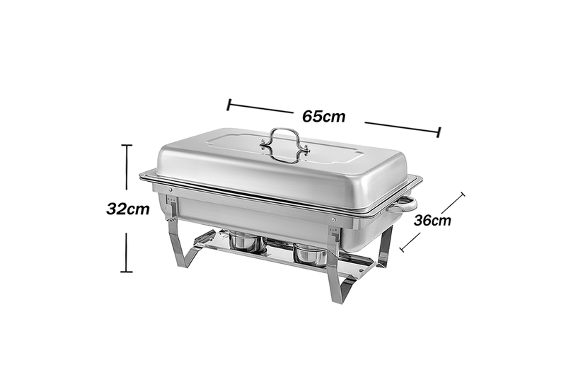 Alston 9L 4.5x2 Bain Marie Bow Food Buffet Warmer Pan Chafing Dish Stainless Steel Catering Warmer Set with Trays Lid Fuel Holder Party Banquet Dining