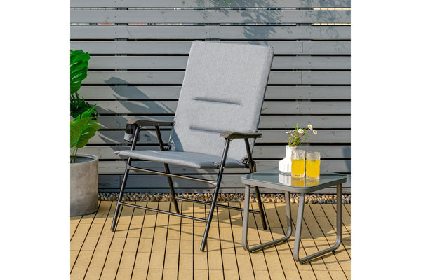 Costway Padded Folding Portable Chair Camping Dining Outdoor Beach Chair Grey