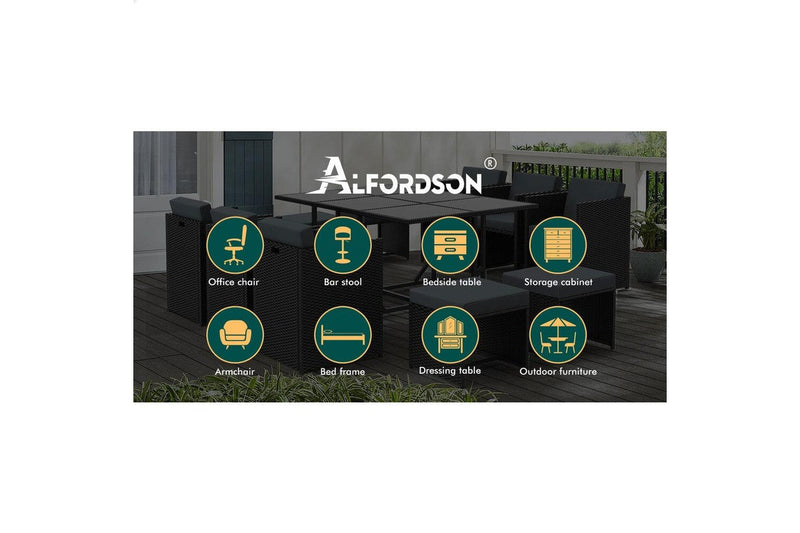 ALFORDSON Outdoor Dining Set 11 PCS Table Chairs Patio Lounge Wicker Furniture