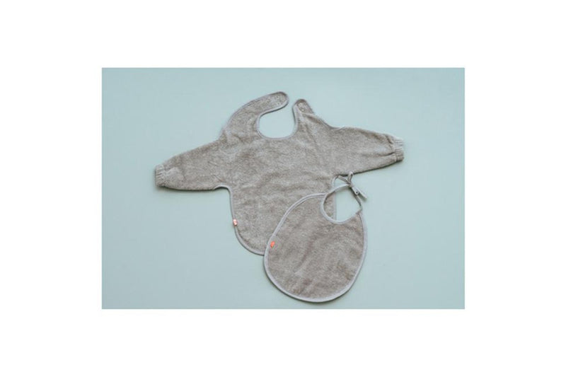 Kikadu Bath Neck Bib 72x38cm Terry Towel w Sleeves Baby Infant 6m+ Silver Grey