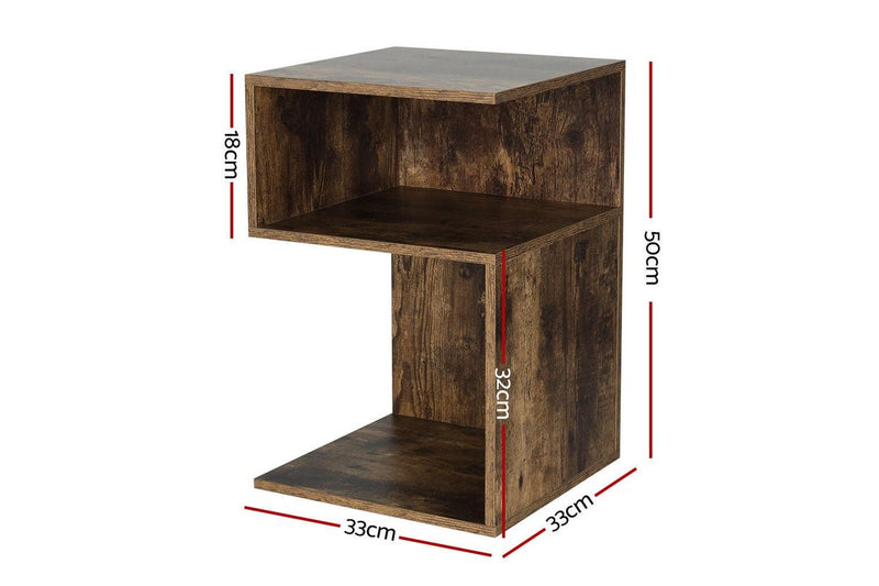 Artiss Bedside Table Shelves Side End Table Storage Nightstand Rust Oak UMENI