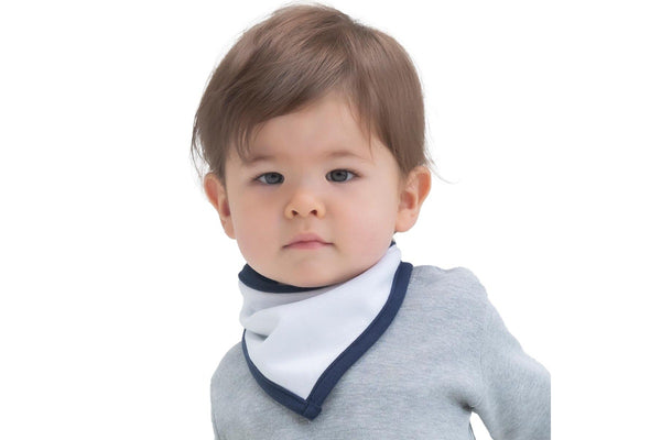 Babybugz Baby Plain Bandana Bib (White/Nautical Navy) (One Size)