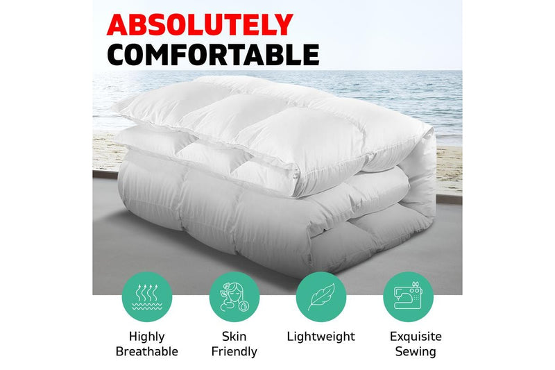 Goose Down Feather Quilt Cover Bedding Doona Duvet 800GSM Winter Queen White