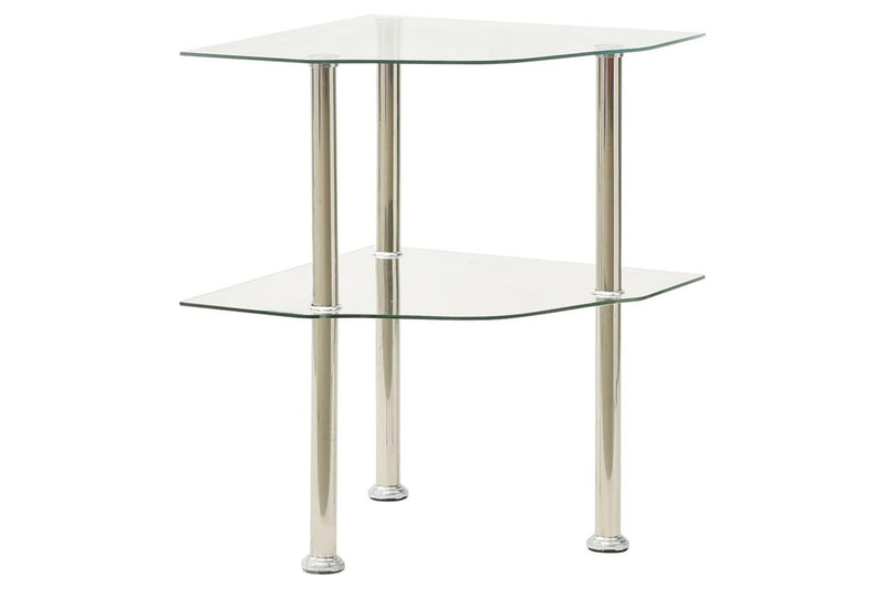2-Tier Side Table Transparent 38x38x50 cm Tempered Glass vidaXL