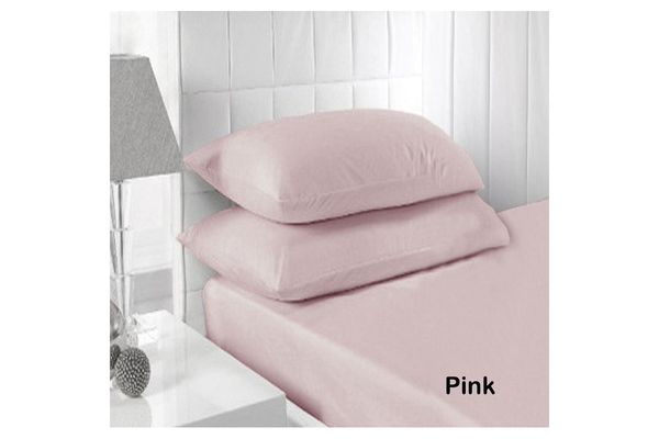 Accessorize 250Tc Fitted Sheet Set Pink King Bedside Tables