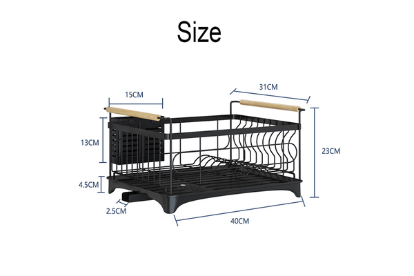 Viviendo Dish Drying Rack, Kitchen Counter Dish Drainer with Cutlery Holder, Drip Tray and Handles