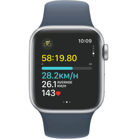 Apple Watch SE GPS 40mm Silver Aluminium Case with Storm Blue Sport Band - S/M