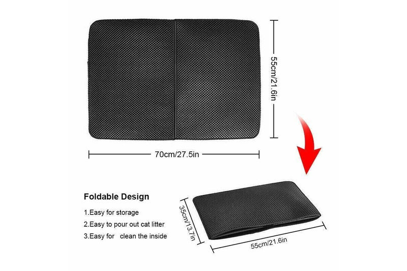 Waterproof Double-Layer Cat Litter Mat Trapper Foldable Pad Pet Rug Home L