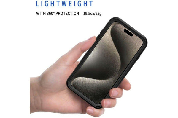 Apple iPhone 15 Pro Max Military Grade Full Body Shockproof Clear Heavy Duty Case Bumper Drop Protection Tough Cover (Black)