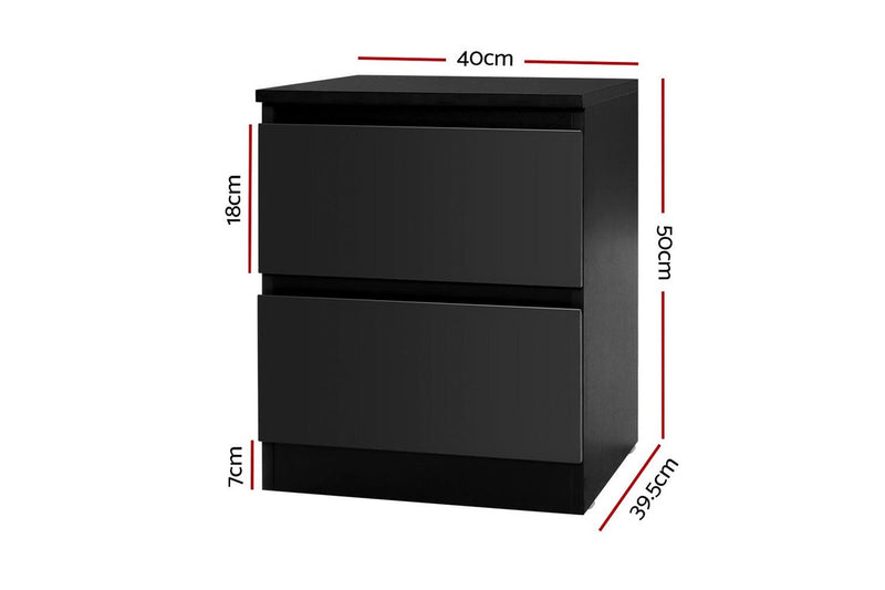 Artiss Bedside Table 2 Drawers - PEPE Black
