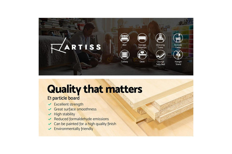 Artiss Bedside Table 1 Drawer with Shelves - EVERMORE White