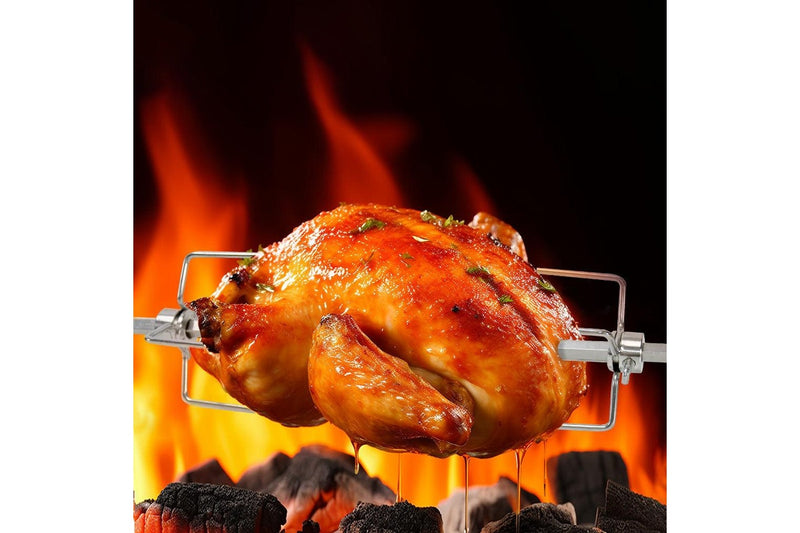 Automatic BBQ Rotisserie Kit Electric Stanless Steel Roast Spit Set Adjustable with Motor AU Plug for Grilling Hot Dog Chicken Steak