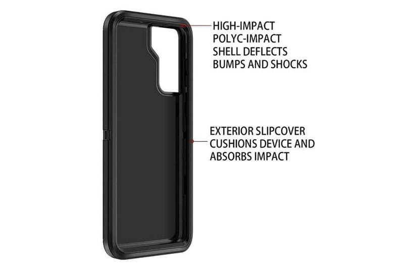 For Samsung Galaxy S22+ /S22 Plus Case Drop Resistant Defender Tradies Heavy Duty Rugged Shockproof Tough Cover (Black)