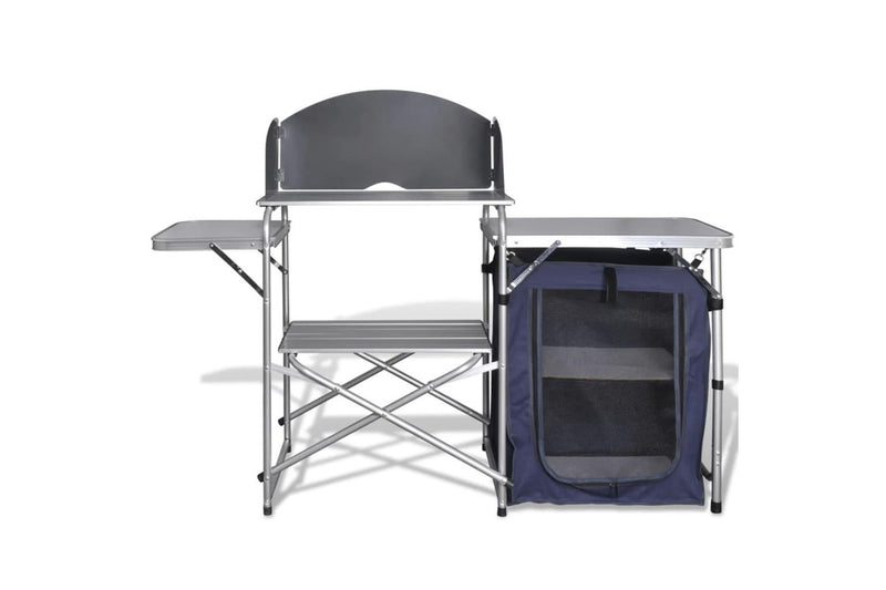 Foldable Camping Kitchen Unit with Windshield Aluminium vidaXL
