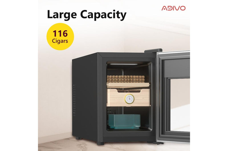 ADIVO 116 Cigar Humidor Digital Humidity Temperature Control Cabinet Display with Hygrometer