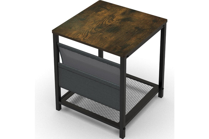 Rustic Brown Square Coffee Table with Storage Basket | Easy Assembly