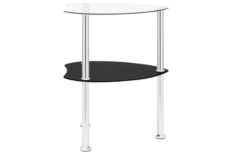 2-Tier Side Table Transparent & Black 38x38x50cm Tempered Glass vidaXL