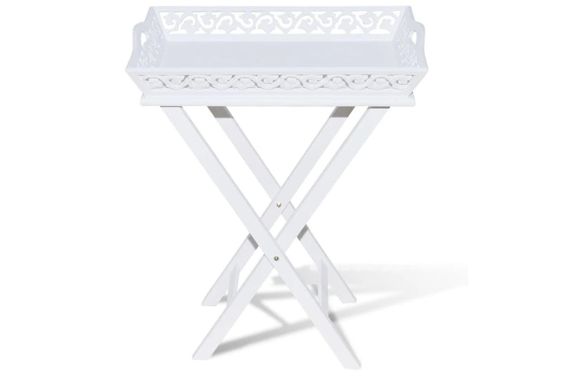 Side Table with Tray White vidaXL