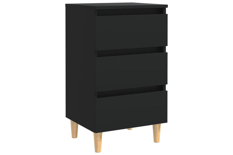 Bed Cabinets With Solid Wood Legs 2 Pcs Black 40X35x69 Cm Bedside Tables