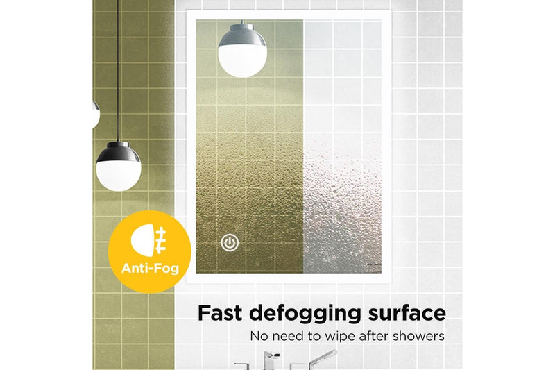 Viviendo LED Bathroom Rectangular Vanity Mirror Light Dimmable Anti-Fog Wall Mounted Touch switch Mirror Light - 60 x 80cm