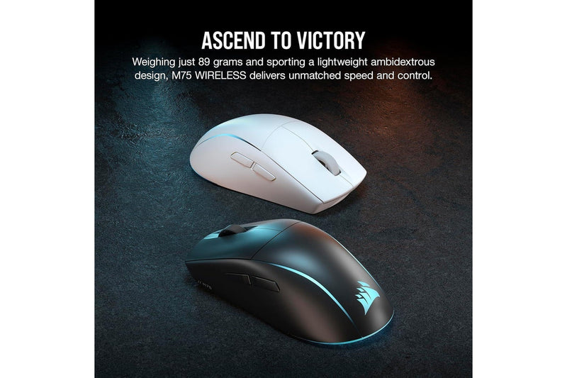 Corsair M75 Wireless RGB Lightweight Gaming Mouse (White)