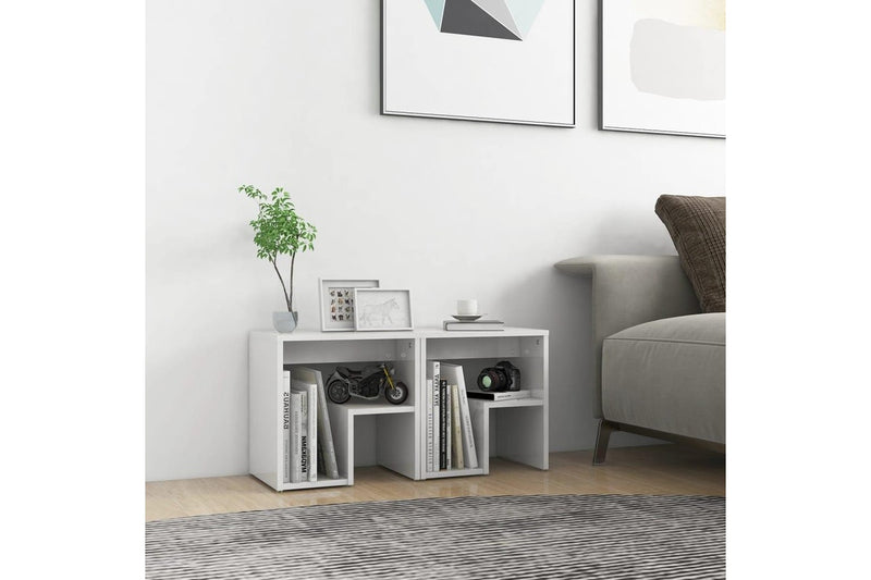 Bed Cabinets 2 Pcs High Gloss White 40X30x40 Cm Engineered Wood Bedside Tables