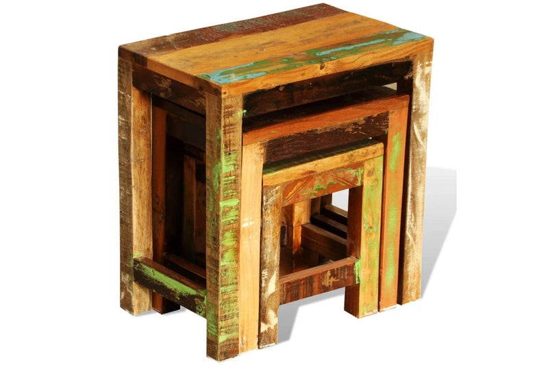 Nesting Table Set 3 Pieces Vintage Reclaimed Wood vidaXL