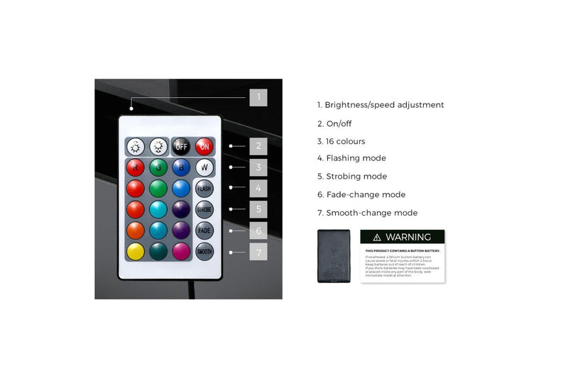 Oikiture Bedside Table LED Black