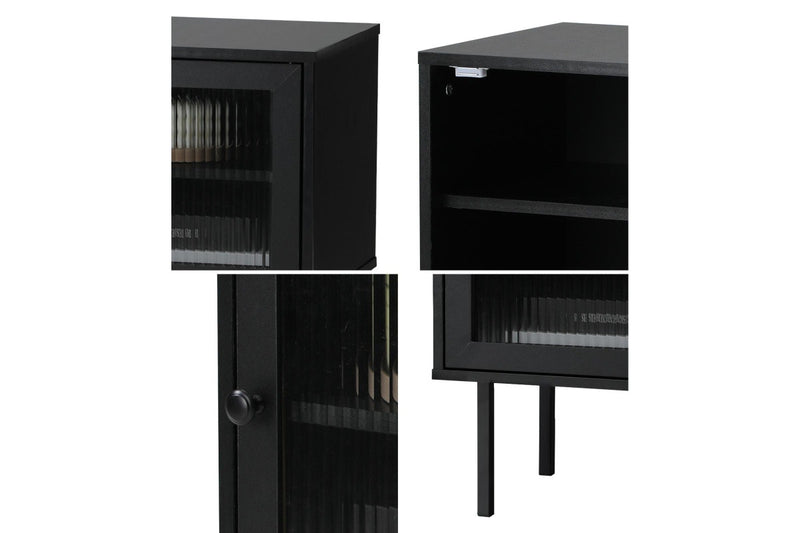 Oikiture 2x Bedside Tables Wood(Black)