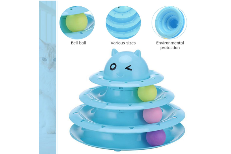 Interactive Cat Toy 3 Layer Circle Track With Moving Balls Turntable And Feather Intellectual Sports Cat Toys