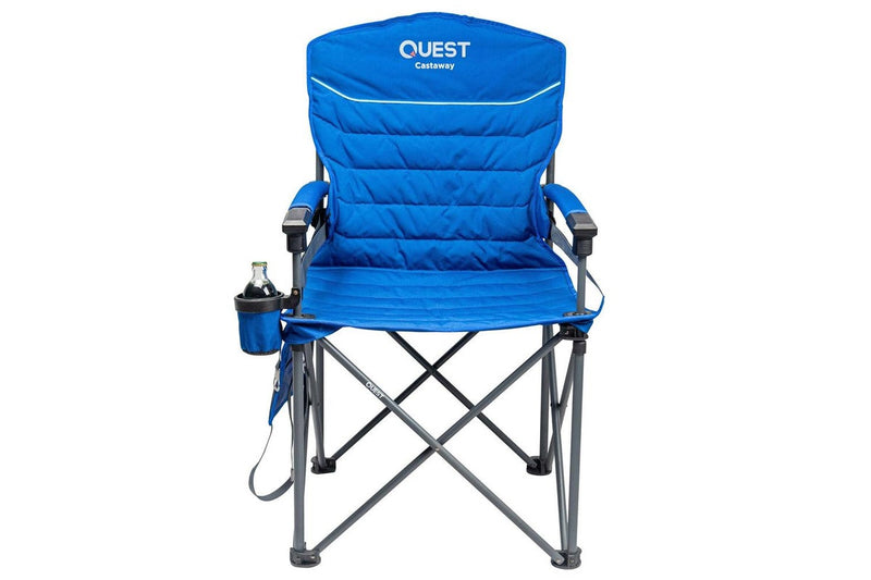 Quest Outdoors Castaway Hard Arm Camp Chair Hiking Picnic Seat Regal Blue