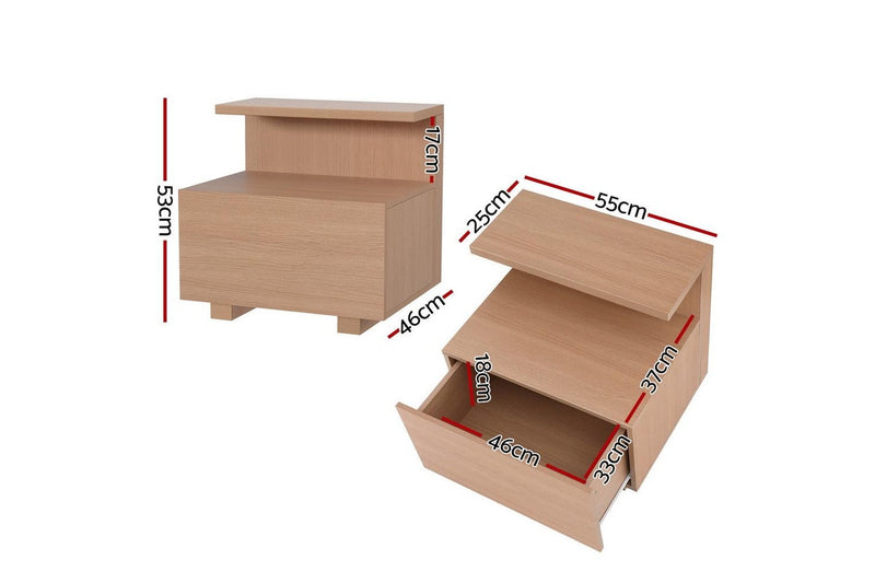 Artiss Bedside Table 1 Drawer - Pine