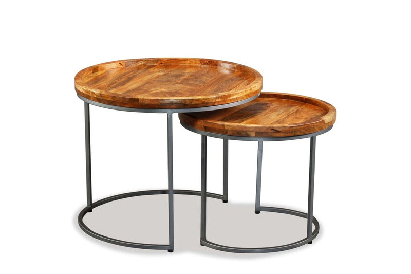 Side Table Set 2 Pieces Solid Mango Wood vidaXL