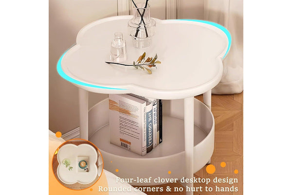 Cute 2 Tier Sofa Side Table for Living Room or Bedroom - 20 inch White Tray Table
