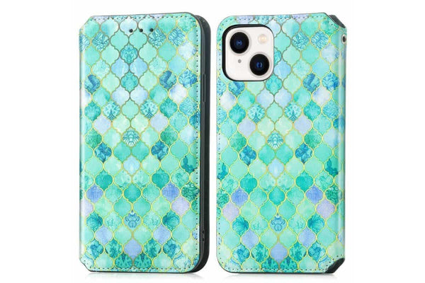 CaseNeo For Apple iPhone 15 Plus Leather Wallet Flip Case With RFID Blocking Credit Card Holder Slots Cover - Emerald