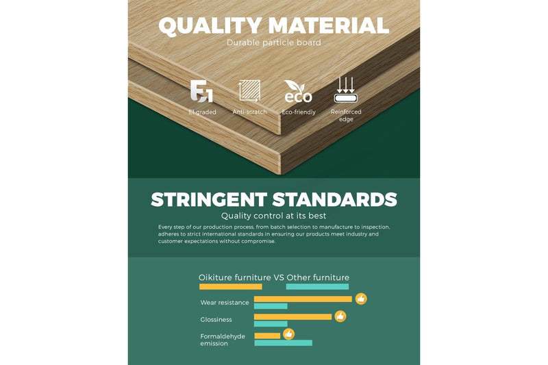 Oikiture Drawer Bedside Table Wood