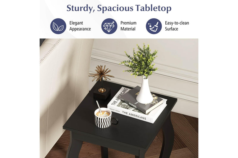 Giantex 2-Tier Bedside Table Accent End Tables w/Open Storage Shelves Home Office Plant Stand Side Table Black